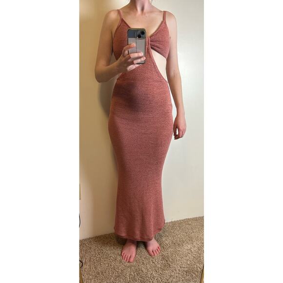 Cult Gaia SERITA DRESS Size XS Sweater Knit Cut out Sexy Midi Pink Jaipur - Picture 2 of 6